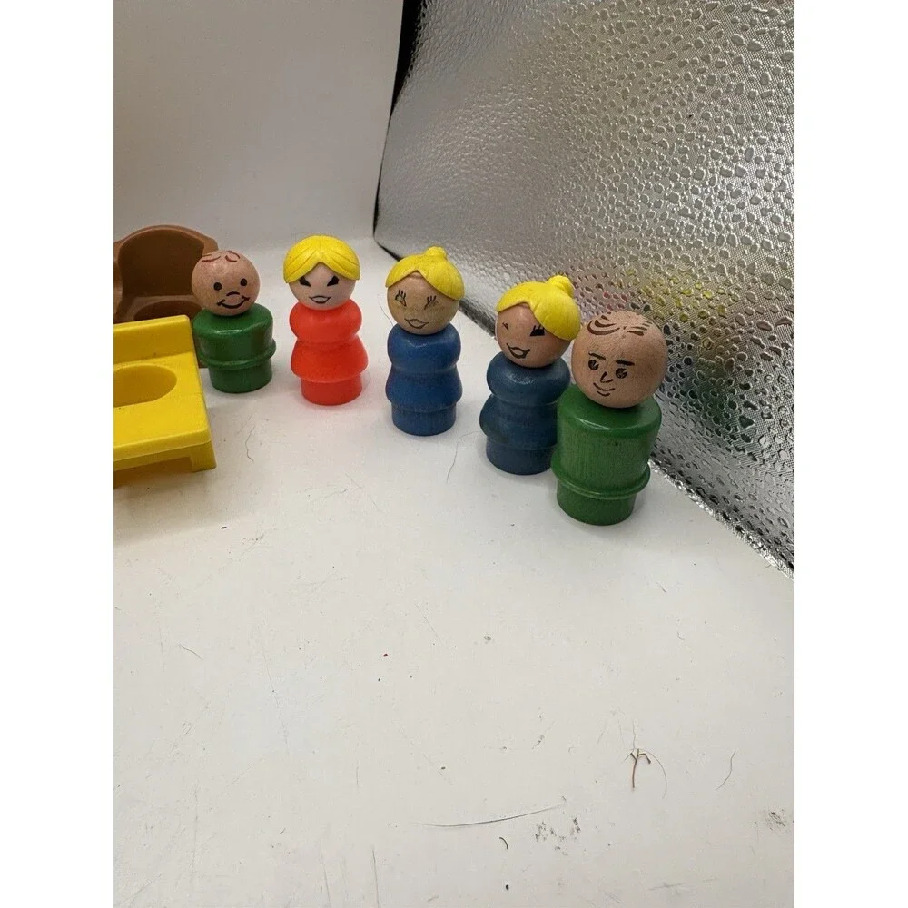 Vintage Fisher Price Little People Lot of 24 Figures Furniture Vehicles